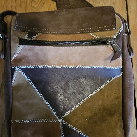 Patchwork Suede Leather Purse Crossbody Small Crossbody Bag Multicolor - Picture 7 of 11